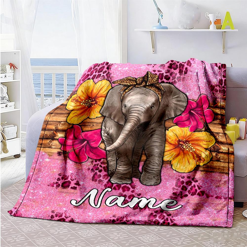Elephant22 Customize Your Name Blanket Throw Personalized Blanket Soft & Cozy Throw For Seaside Home Decor Office Chair Livingroom