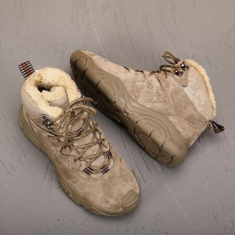 Fashion Golden Sapling Men's Winter Boots Fashion Snow Shoes Retro Leather Flats Comfortable Outdoor Boot for Men Casual Trekking Shoe
