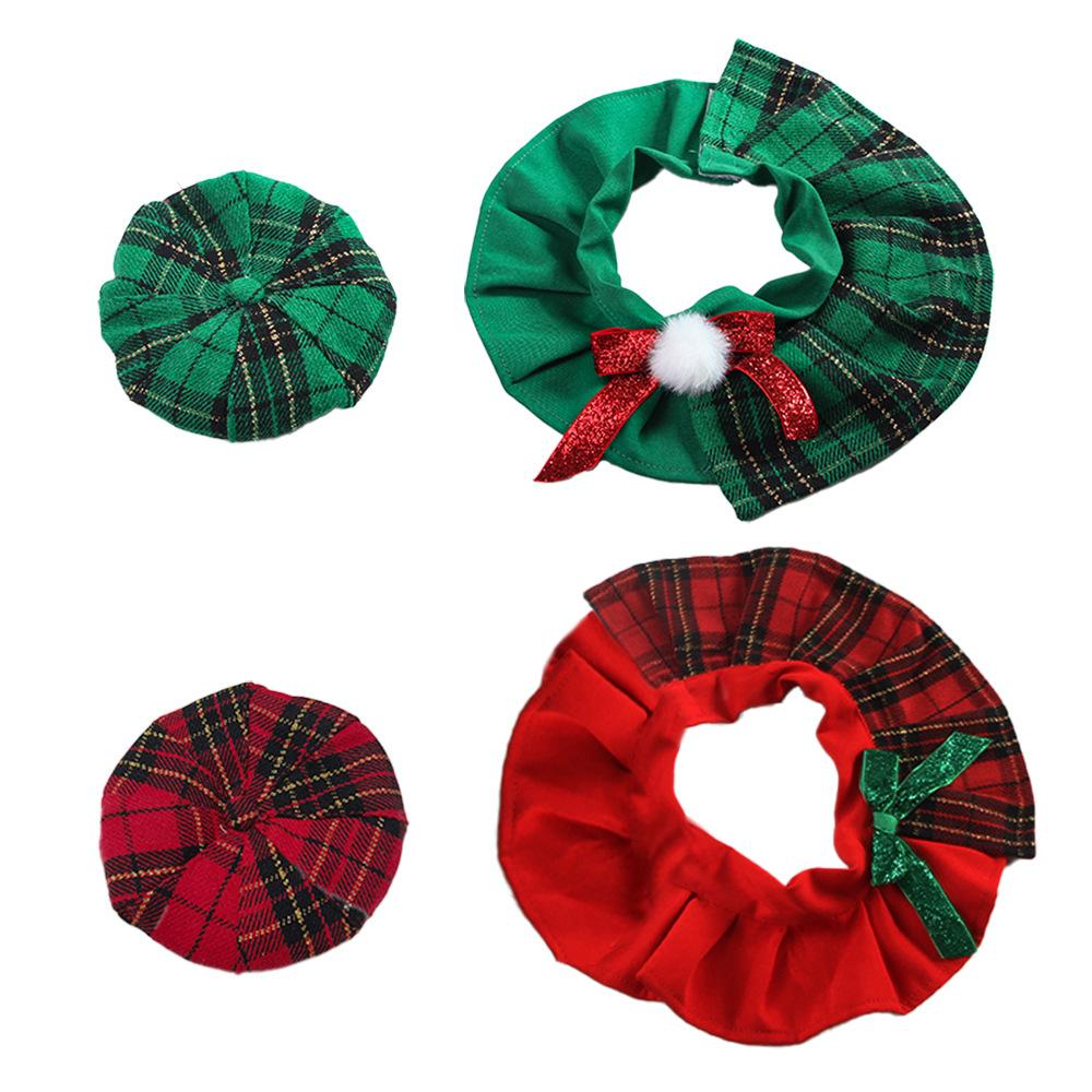 Christmas Cat Collars Hat Xmas Pet Scarf Triangular Christmas Cute Sweet Pet Dress Up Hat Bow Costumes Accessories for Kitty
