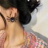 Exaggerated Punk Vintage Imitation Pearl Black Spider Stud Earrings Gothic Insect Spider Earring For Women Men Halloween Jewelry