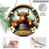 2D Flat Highland Cow Home Welcome Doorplates, Aluminum Decorative Signs and Plaques In Various Sizes. Floral Design Hanging Door Decorations