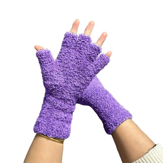 1 para rękawiczek unisex, półpalczaste, grube, polarowe, miękkie, elastyczne, antypoślizgowe, ciepłe, w jednolitym kolorze, wiatroszczelne, przedłużone, nadgarstek, rękawiczki do pisania dla uczniów