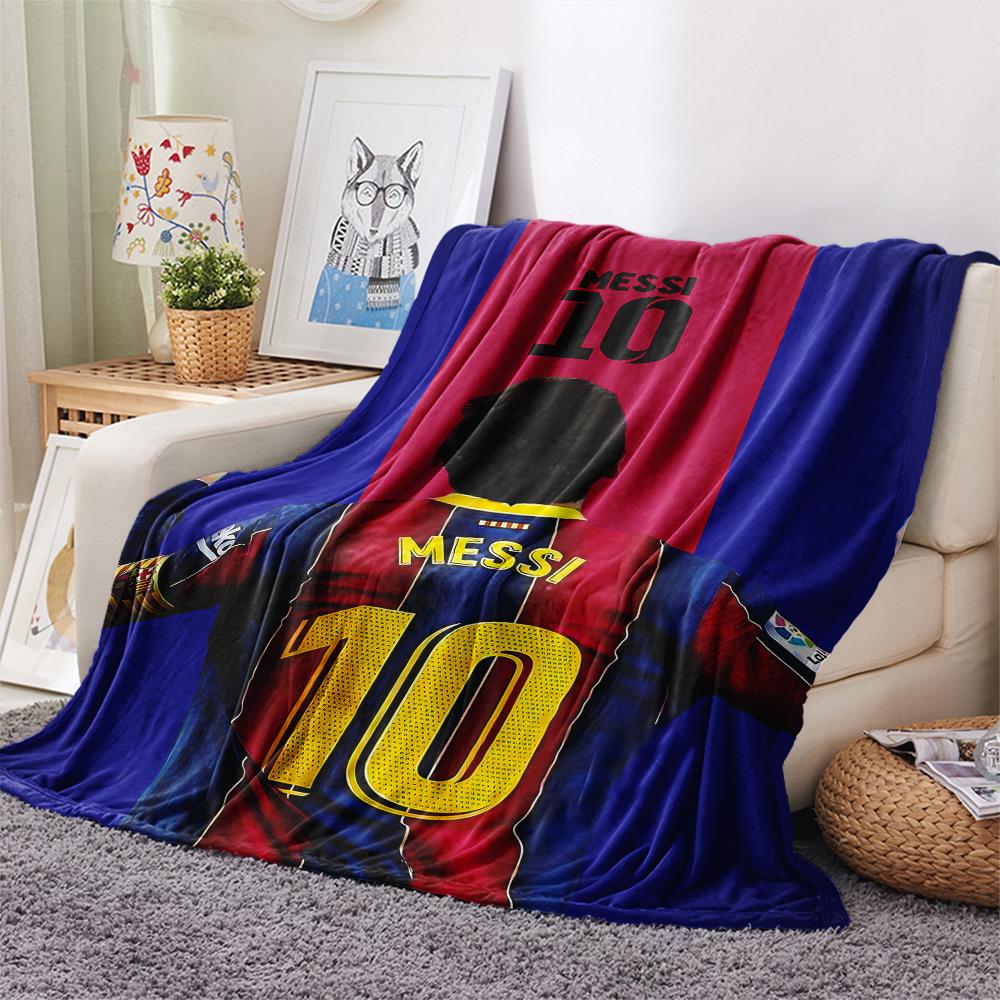 1 ks Flanelová deka s potiskem Messi, Vysoce kvalitní, Pro všechna roční období, Domácí dekorace, Teplo a pohodlí, Perfektní jako vánoční dárky