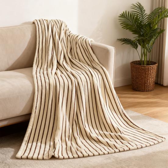 Kids Throw Blanket Super Soft Lightweight Warm Couch Chair Cover Striped Design Portable Versatile Bed Cover