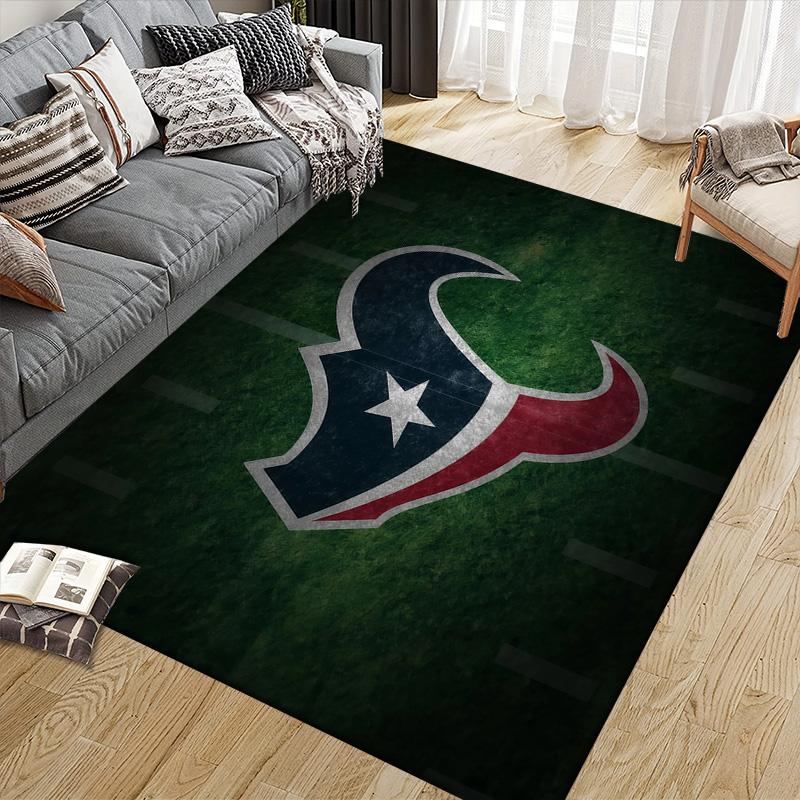 Houston Texans Flannel Pattern Square Carpet,Area Rug,Carpet Rug for Living Room Bedroom Sofa Playroom Decor,Non-slip Floor Mat