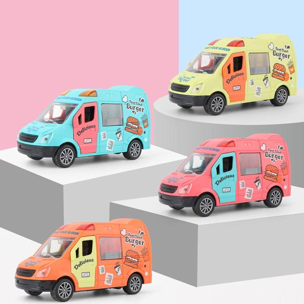 Door Push Forward/Backward Ice Cream Truck Kitchen Role Play Mini Inertia Car Van Lorry Model