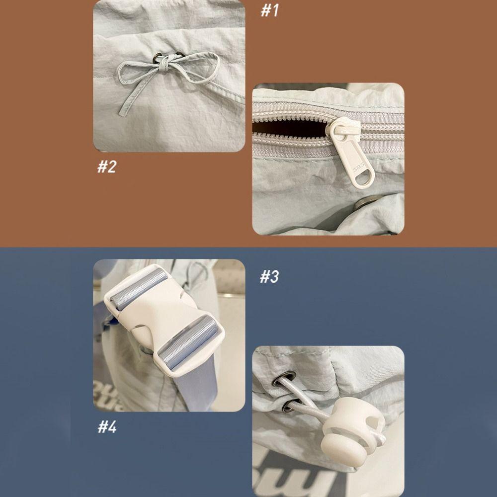 Korean Style Bow Crossbody Bag Pleated Drawstring Bag Cute Nylon Shoulder Bag  Travel