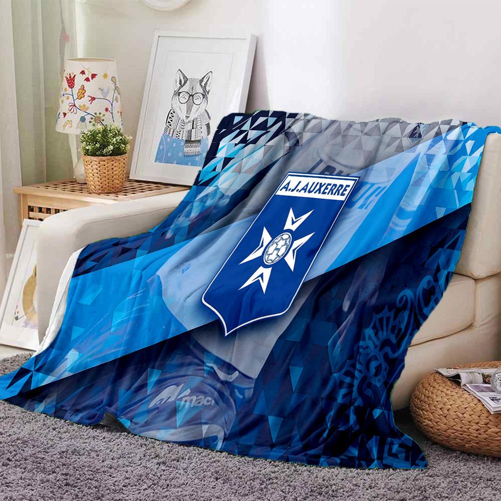 Aj Auxerre Football Club Flannel Blanket, Soft Polyester, Modern Design, All-Season for Camping, Travel, Gifts for holidays or birthdays