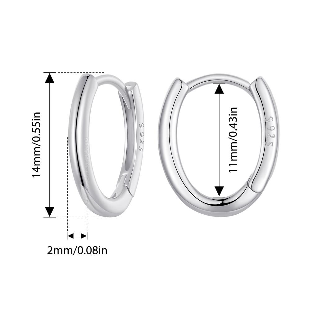WOSTU 925 Sterling Silver Geometric O-shaped Oval Hoop Earrings For Women Female Simple Weddomg Jewelry Party Accessories Gift