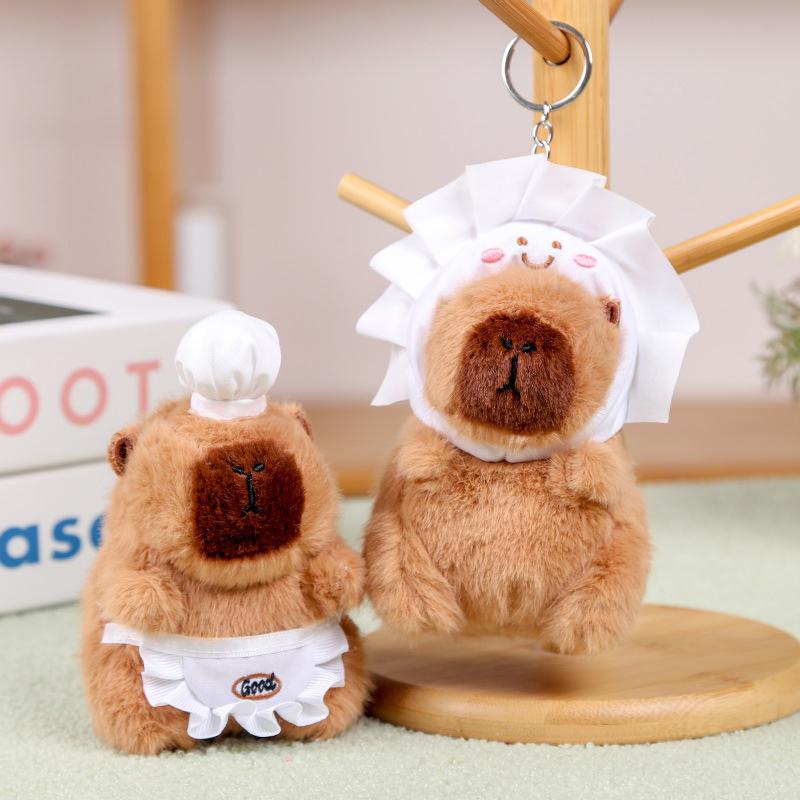 Kawaii Kapibala Plush Pendant Cartoon Capybara Keychain Backpack Pendant Cute Plush Doll Keychain Desktop Ornament Car Pendant
