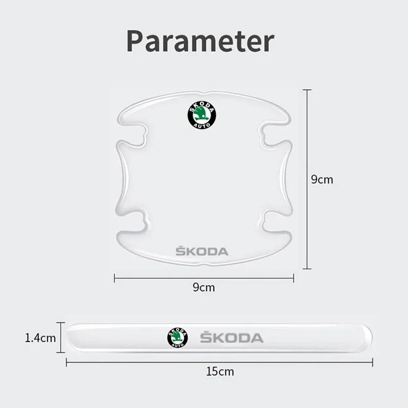 CAPR9 for Skoda Epoxy Transparent Car Door Handle Door Bowl Protection Sticker Octavia Rapid Kodiaq Fabia 2 A7 Tour RS Superb Kamiq