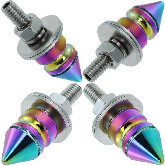 Spike License Plate Bolt Kit Aluminum Alloy Decorative Motorcycle License Plate Screw Frame Fasteners Fit Most Cars Truck Modified Vehicle
