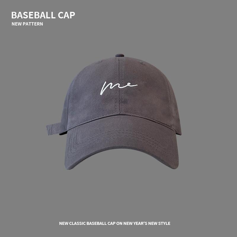 Big head cap Men's tide embroidery letters Wide brim shows face Small sunshade Baseball cap Versatile outdoor sports cap