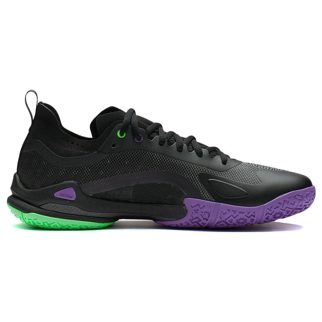 Li Ning Sprint Pro Cushioning, Wear Resistant Low Top Badminton Shoes Unisex Black Green AYAS012-5