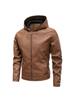 New product, spring and autumn new American retro hooded PU leather locomotive clothing men's youth casual ruffian handsome leather