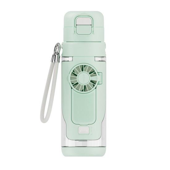 

2-in-1 Foldable Fan Water Bottle with 3 Speeds, 690ml Tritan Cooling Sports Cup for Outdoor Gym Travel, Rechargeable Portable Kettle Fan for Summer зелений