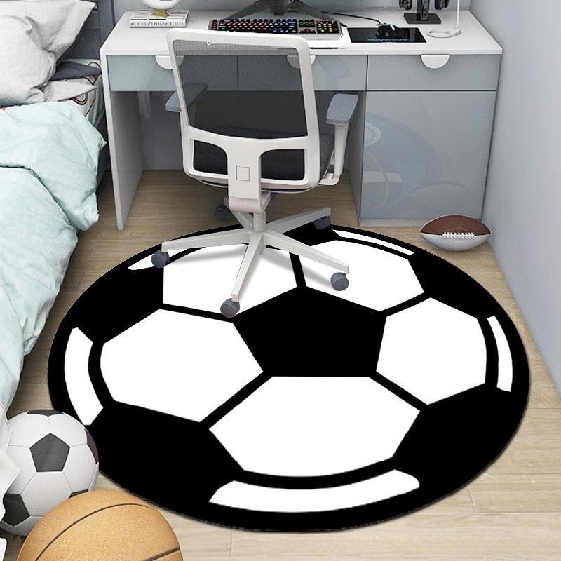 Round Carpet Football Basketball Volleyball Baseball Pattern Rug Bedroom Living Room Non Slip Mat Home Decoration