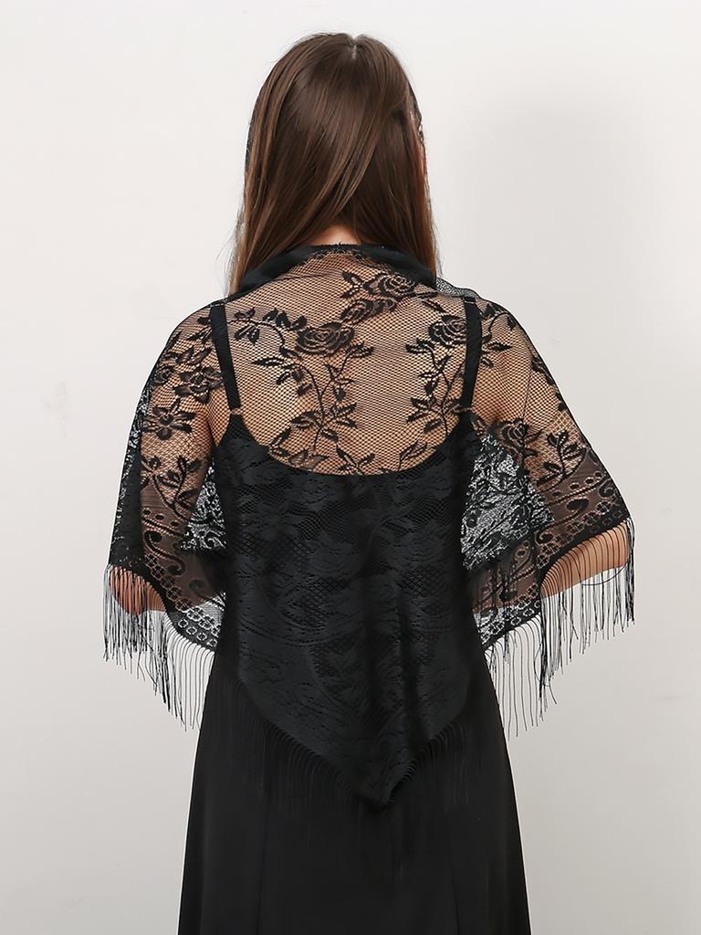 Pure Color Lace Triangle Scarf Women Evening Dresses Shawl Hollow Mesh Bridal Bridesmaid Wedding Party Shawl Lady Capes Wraps