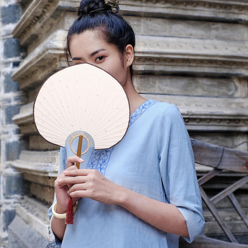 Elegant and Unique Traditional Plain Fan DIY Art Hand Drawn Circular Square High-end Rice Paper