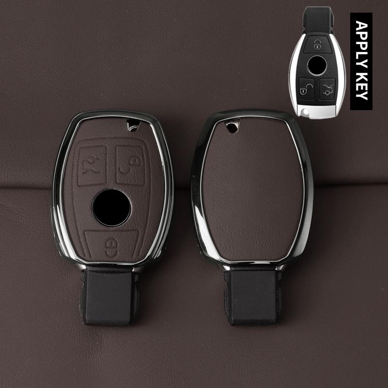 Metal Leather Car Key Case Cover For Mercedes Benz A B C E Class Gls Gla Glk Glc Cls Cla Amg W204 W205 W212 W463 W176 Keychain