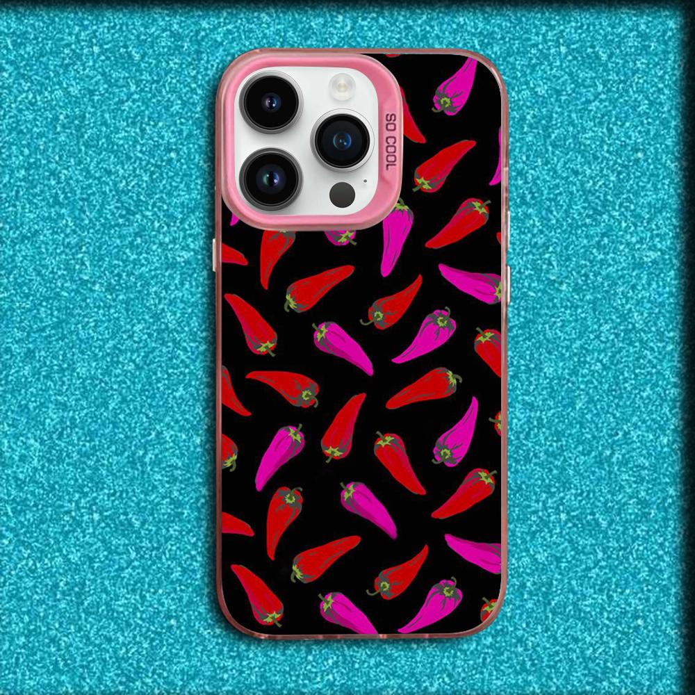 Chili Red Phone Case For iPhone 16,15,14,13,12,11,Mini,Pro,MAX Pink Matte Silicone Cover