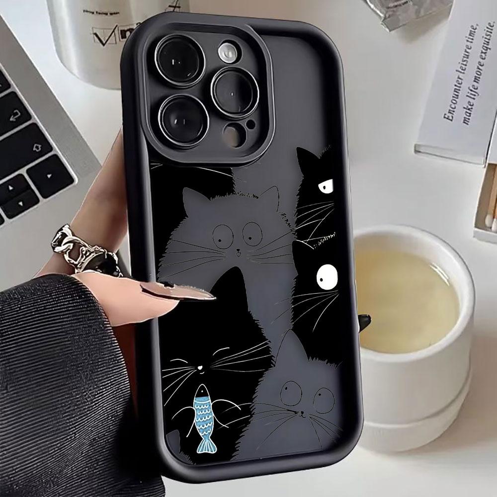 

Animal Black Cute Cat Phone Case For Oneplus 8T 9R 10R 11 12 13 13T 15 NORD ACE CE 2 3 4 5 6 LITE Case DIY Shell Funda Cover Oneplus13