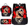 Fashion Hot Rapper Anuel AA Child School Backpack with Lunch Bags ,Pencil Bags ,School Bags for Boys Girls Best Gift