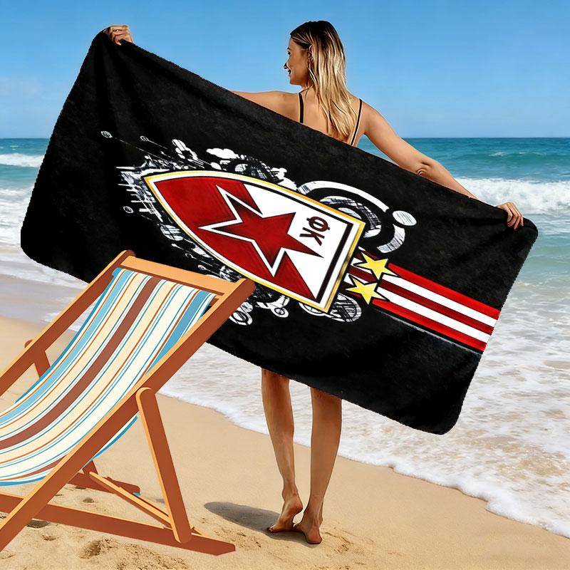 Crvena Zvezda logo Print Beach Towel, Large Soft Quick Dry Towel for Beach Camping Swimming
