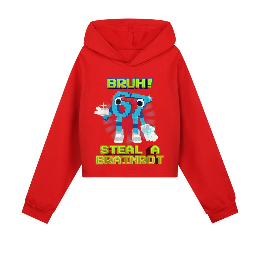 5194 Kids Girls Steal a Brainrot 67 Six Seven Printed Casual Long Sleeves Hoodies Sweatshirt Top