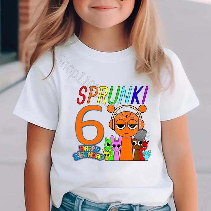 Bumbac 100% Sprunki Incredibox Haine pentru copii Băieți Fete Tricou petrecere de aniversare Joc de desene animate Imprimare grafică Mâneci scurte Topuri confortabile