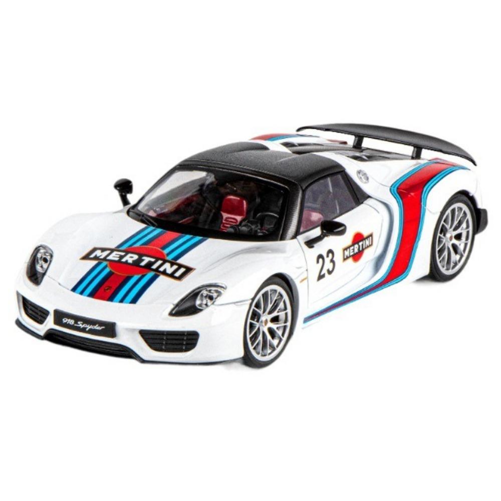 

1/18 Porsche 918 Spyder Martini Alloy Sports Car Model Diecasts Metal Toy Racing Car Vehicles Model Simulation Sound and Light Kids Gift белый