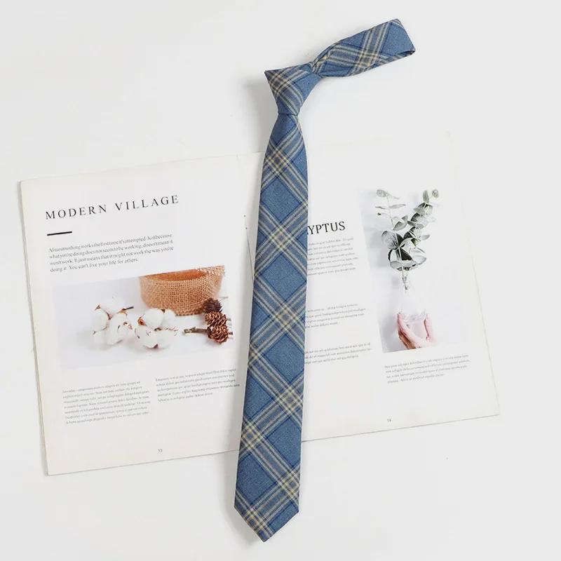 Hnědá retro kostkovaná kravata pro ženy a muže - japonský vysokoškolský styl motýlek