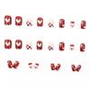 Festive Santa Snowflake Red Glitter Nail Patches - 24 Pieces