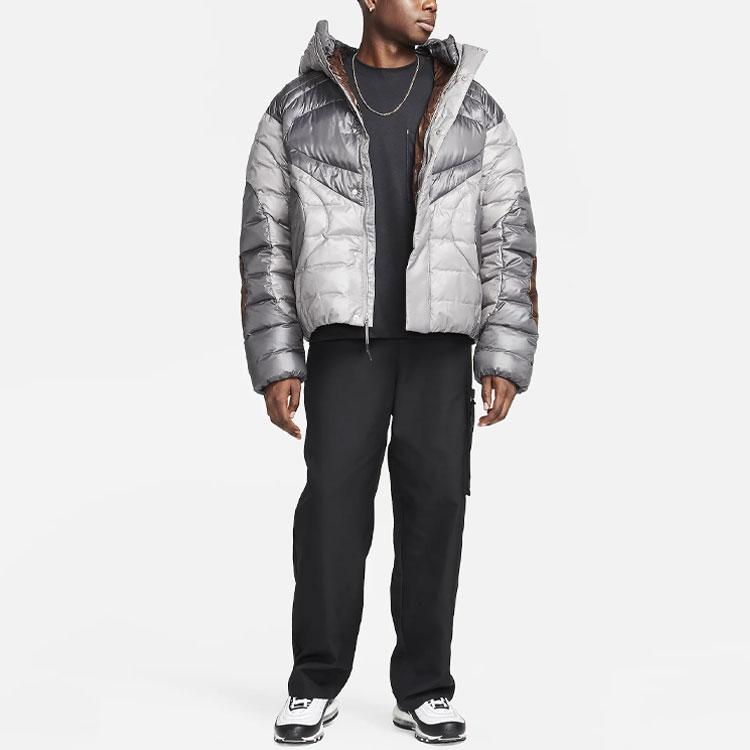 Nike Sportswear Tech Pack Color Block Loose Fit Long Sleeve Hooded Cotton Jacket Men Jacket Iron-Gray FB7423-029