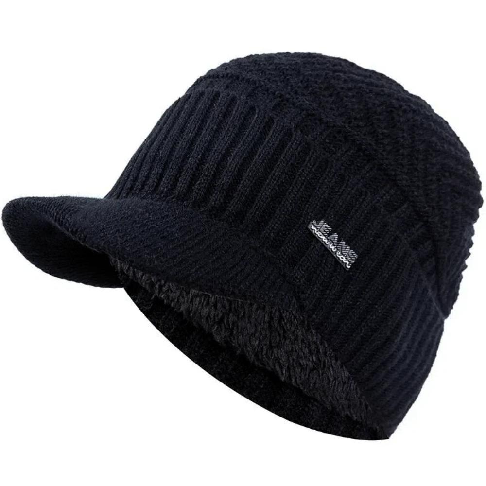 Hot Sale Unisex Warm Winter Hats Plush Fur Lined Warm Cap With Brim Outdoor Knitted Hats For Men & Women