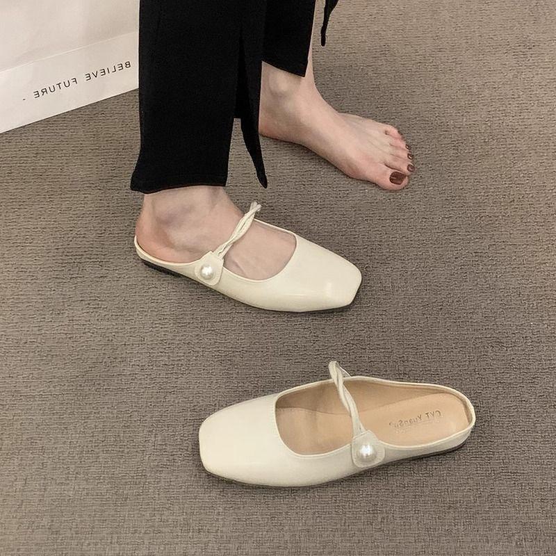 French Sandals Flat Silver Bag Head Half Slippers Women's Outer Wear 2025 Spring and Summer New New Chinese Beautiful Sandals