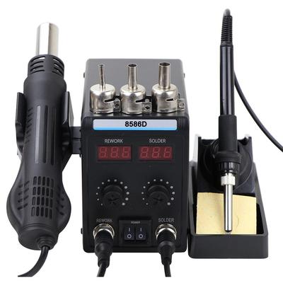 Estación de soldadura con doble pantalla digital 8586D, pistola de aire caliente, herramienta de mantenimiento de soldadura, PCB IC, soldadura SMD BGA