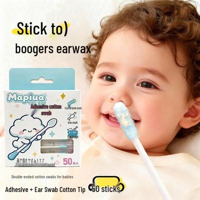 Baby Ear Cleaner Double-Ended Sticky Cotton Swabs - Individually Packaged Earwax Remover