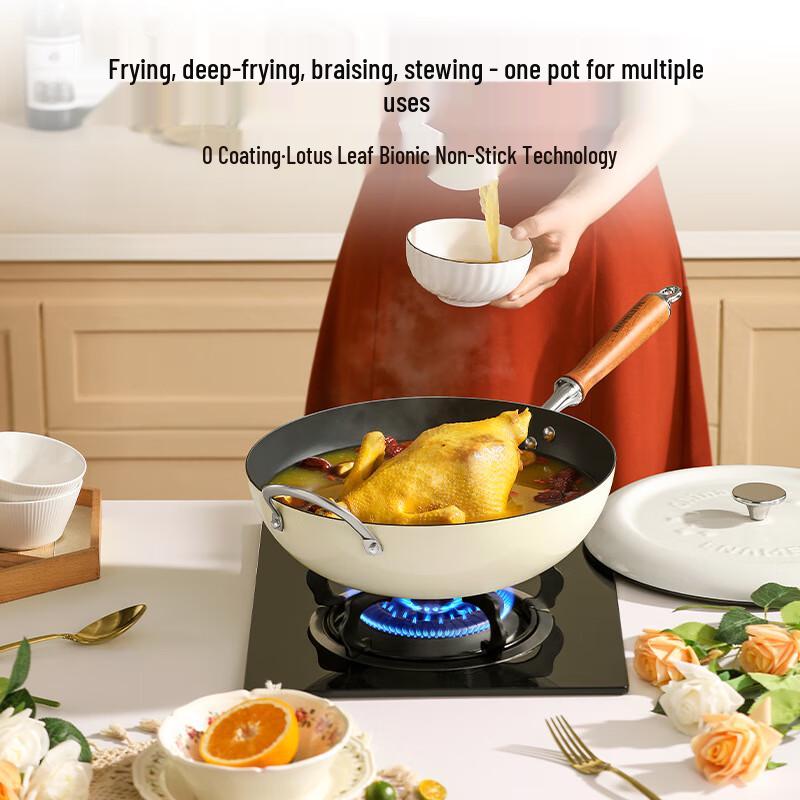 Tri-dragon Non-Stick Enamel Wok