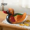 Warm Romantic Room Accent 1 Pair Wedding Ducks Ornament, Hand-Painted Wooden Mandarin Duck Statues, Color Lasting Vivid Statue Garden Bird Statue,