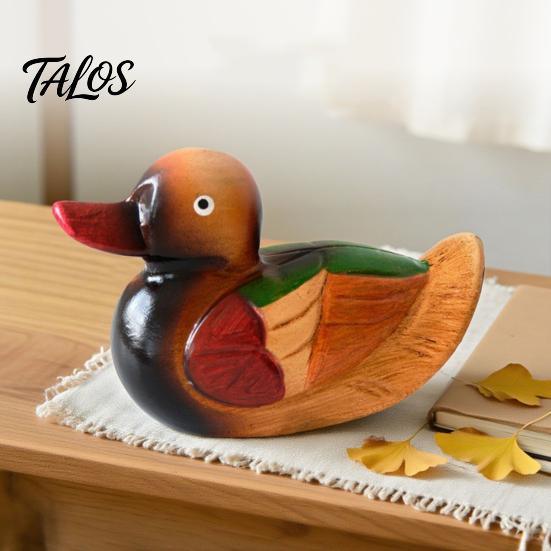 Warm Romantic Room Accent 1 Pair Wedding Ducks Ornament, Hand-Painted Wooden Mandarin Duck Statues, Color Lasting Vivid Statue Garden Bird Statue,