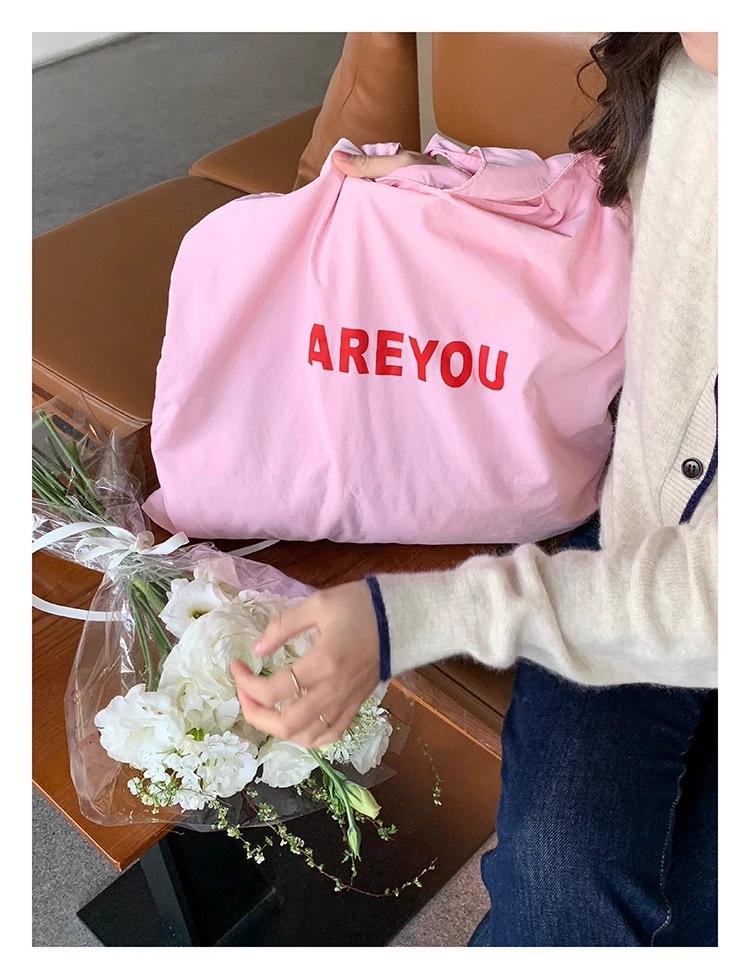 2024 Women's Large Capacity Letter Print Shoulder Bag - Trendy, Versatile, and Fresh Cloth Shopping Bag