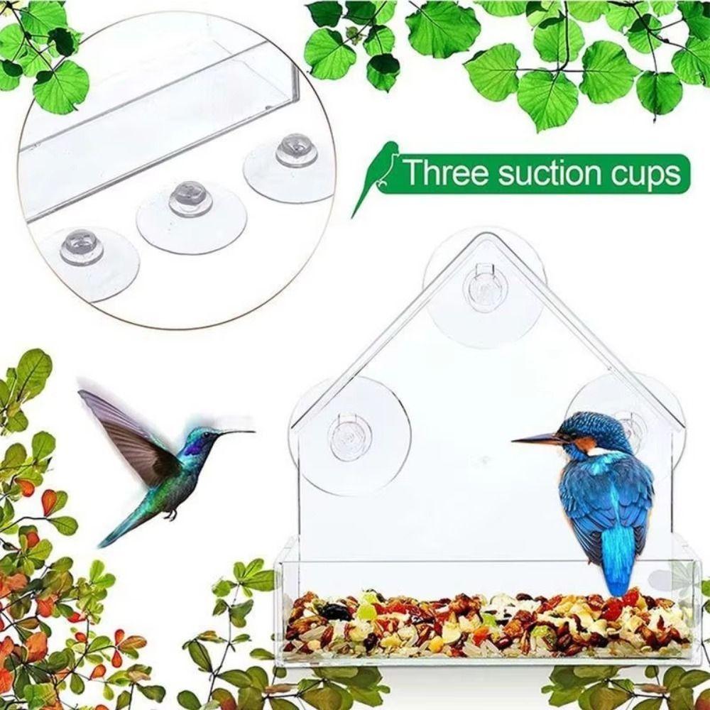 Plastic Window Bird Feeders Clear Window Bird House Windowsill Birdfeeders for Conure Budgie