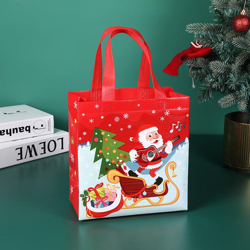 StoBag Christmas Gift Tote Bags Reusable Non Woven Bags for Holiday Party Favors and Festive Candy Cake Prensents Packaging