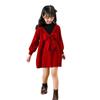 Girls' Red Faux Two-Piece Knitted Dress, 2025 Style, Autumn/Winter Fashion for Big Girls