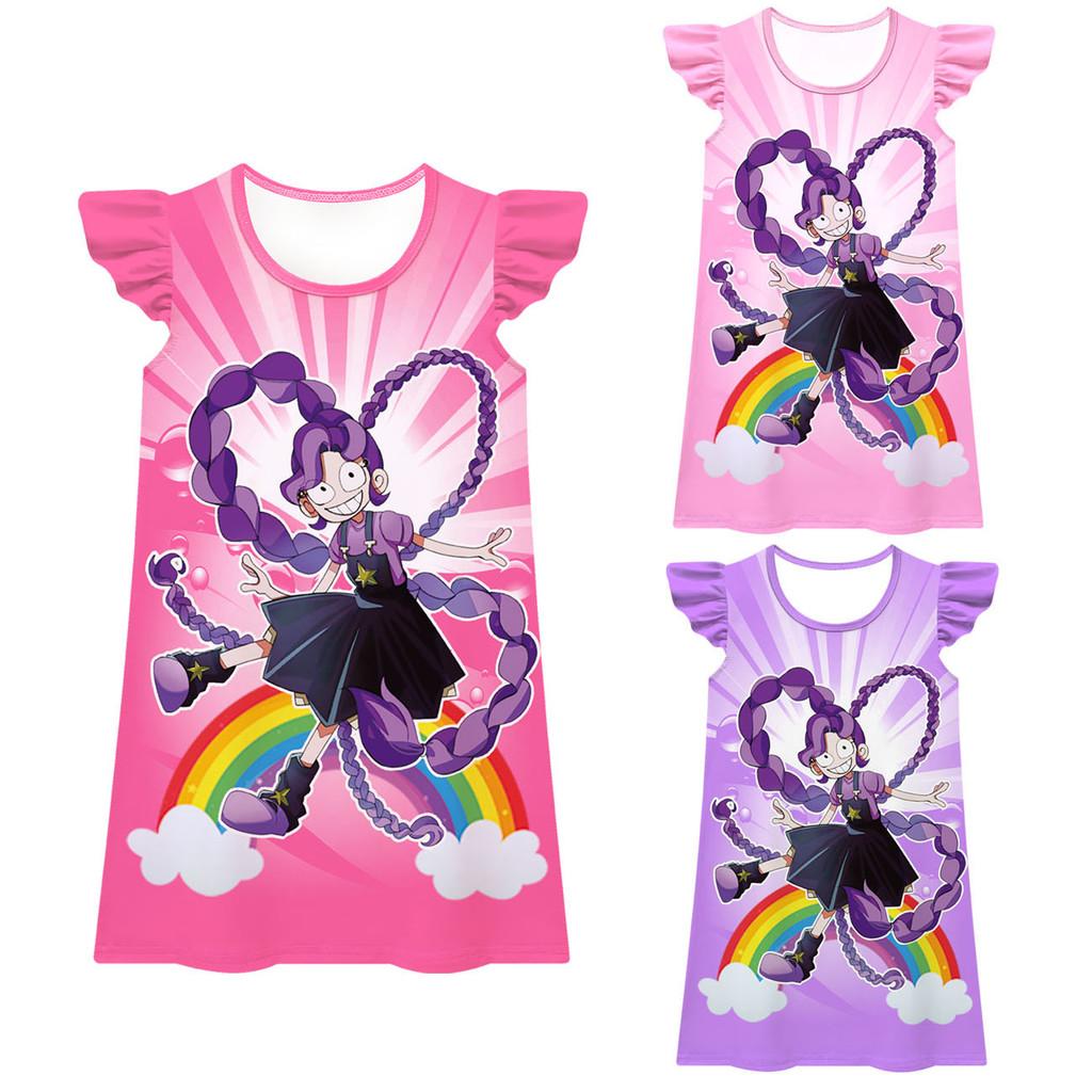 83061 Bambina Ragazza Lily Lovebraids Bobi Stampa Cartone Animato Vestito con Volant