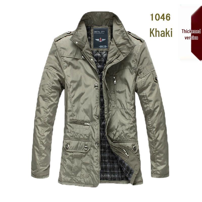 Giacca a vento da uomo taglie forti slim fit di media lunghezza 2026 - Trench casual in cotone per primavera/autunno