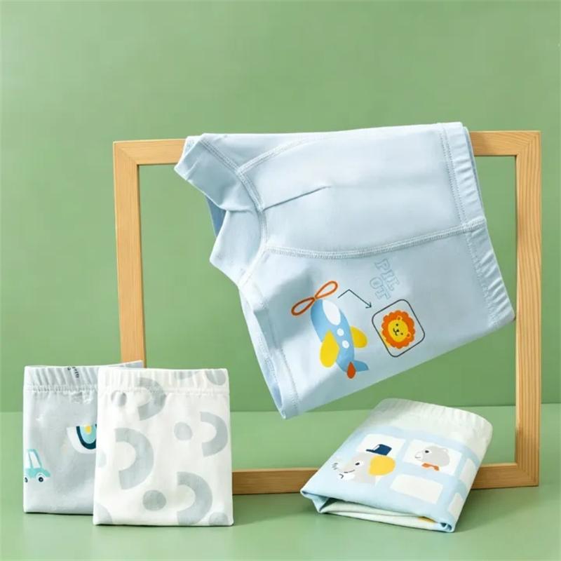 4Pcs Children Boys Daily Wear Boxer Cotton Underwear Breathable Briefs Cute Cartoon Soft Comfortable Shorts