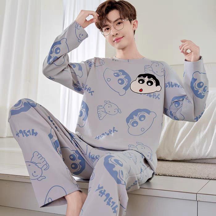 Herren Langarm Pyjama Set, Frühling/Herbst Freizeitstil, Draußen tragbar