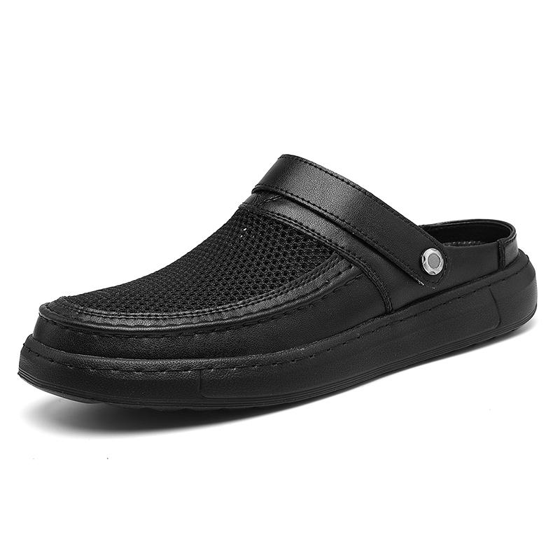 Fashion Street Style Breathable Mens Slippers Lightweight Male Slides Non-Slip Anti-collision Toe Shoes for Outdoor Beach Flats Sandals